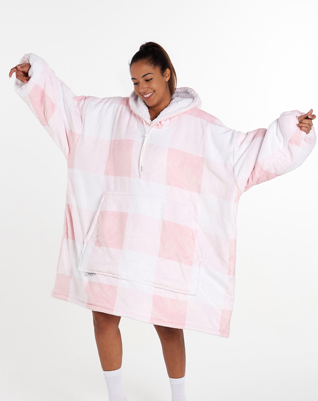 ADULTS BLANKET HOODIE PEACH PLAID – NZ Lycanhoodies