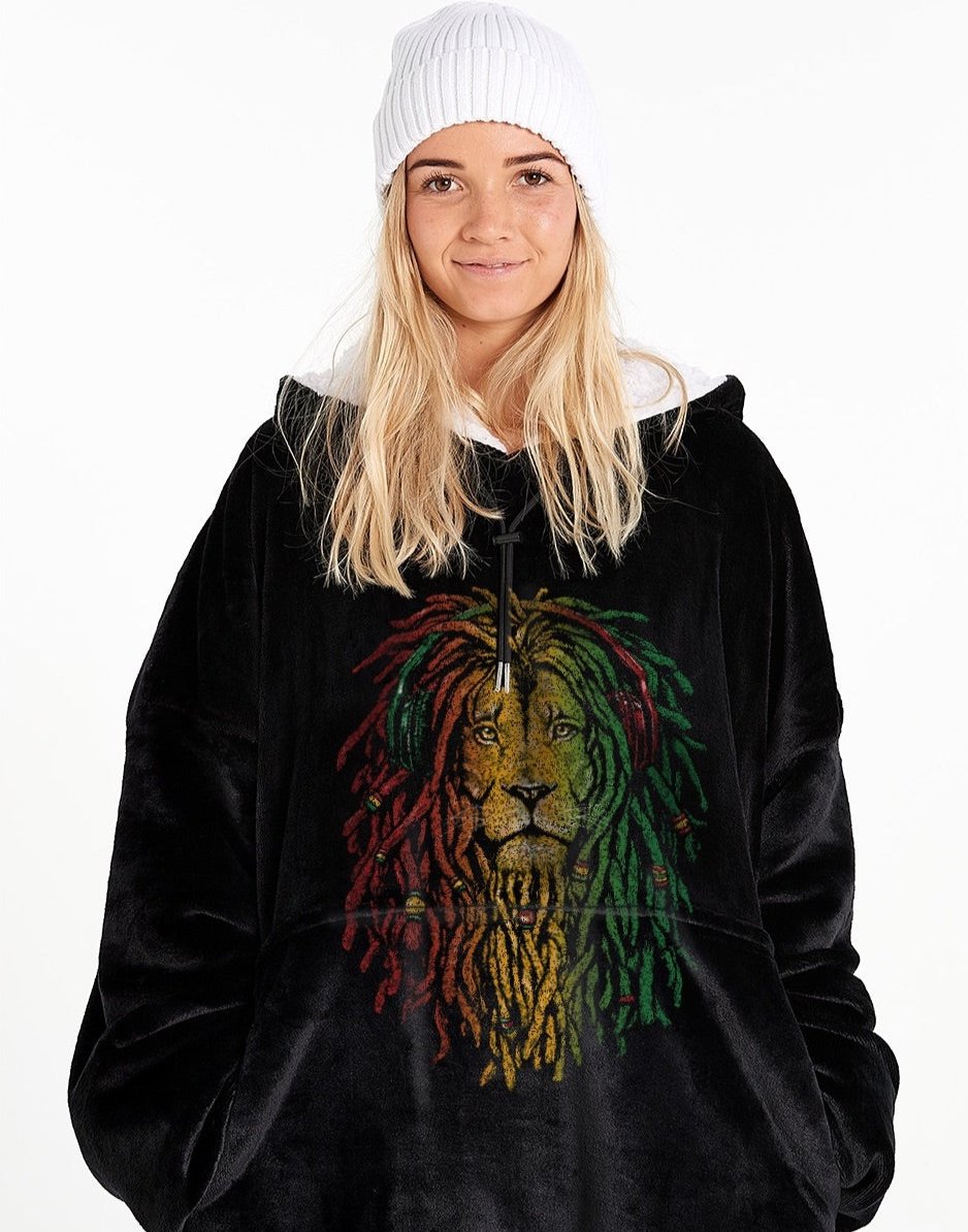 ADULTS BLANKET HOODIE - RASTA LION – NZ Lycanhoodies