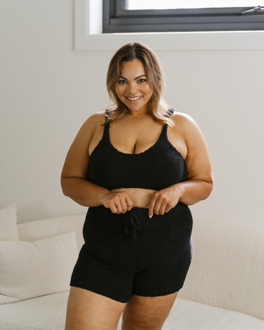 Bouclé 3-Piece Knit Lounge Set - Black
