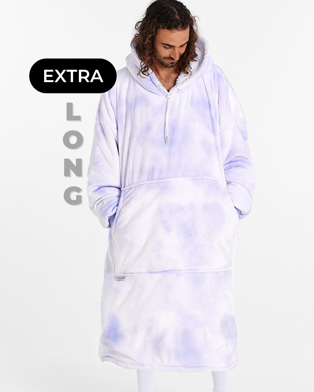 EXTRA LONG ADULT BLANKET HOODIE - PURPLE TIE DYE – NZ Lycanhoodies