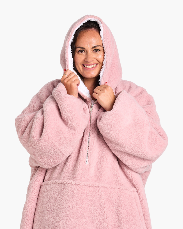 ADULT BLANKET HOODIE TEDDY PINK NZ Lycanhoodies