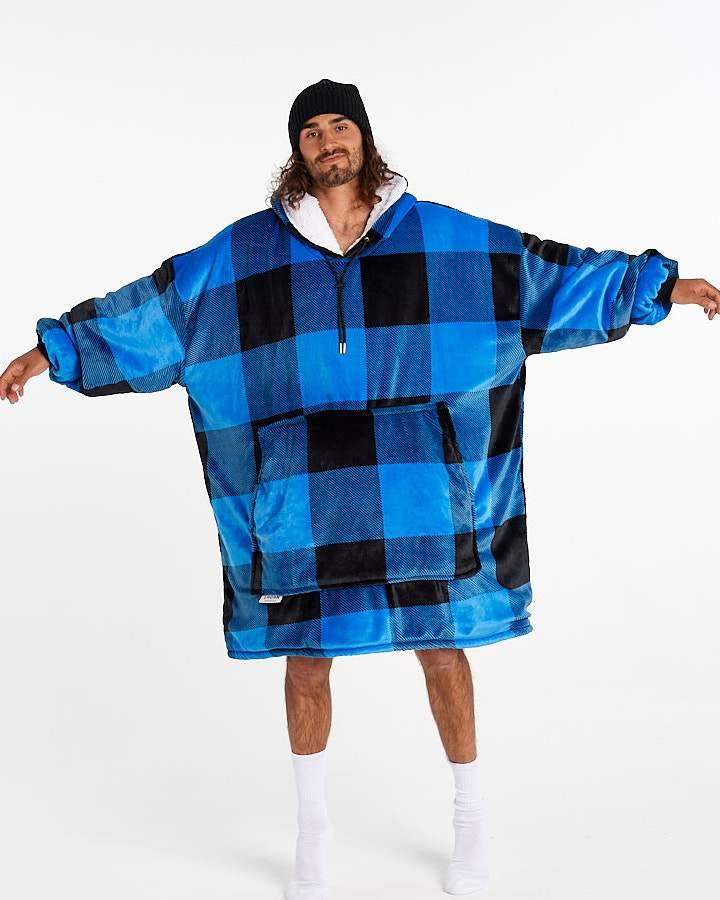 ADULTS BLANKET HOODIE - BLUE PLAID - NZ Lycanhoodies