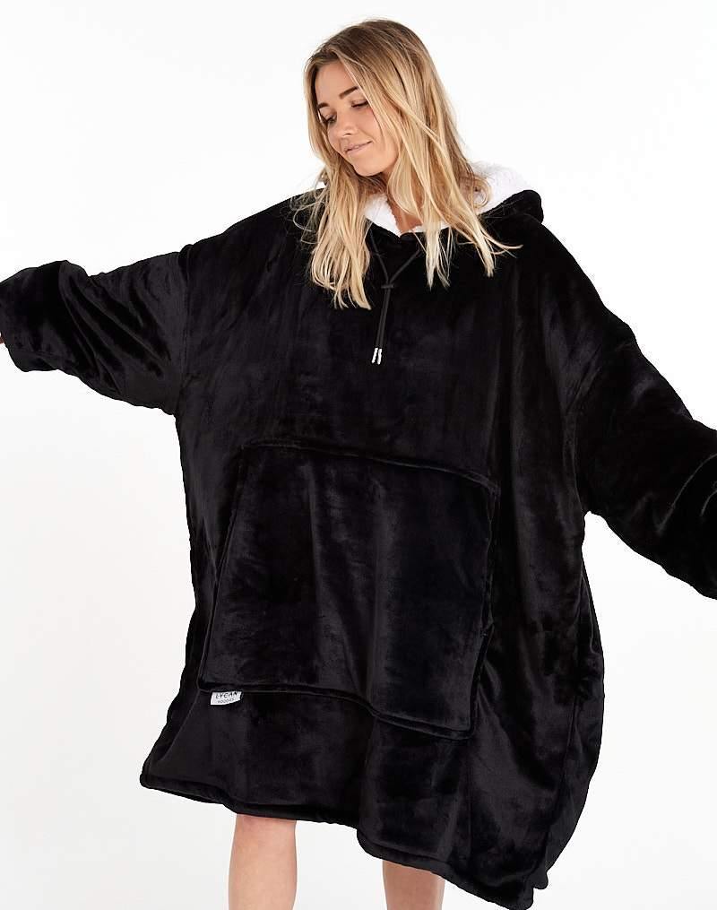 ADULTS BLANKET HOODIE - BLACK – NZ Lycanhoodies