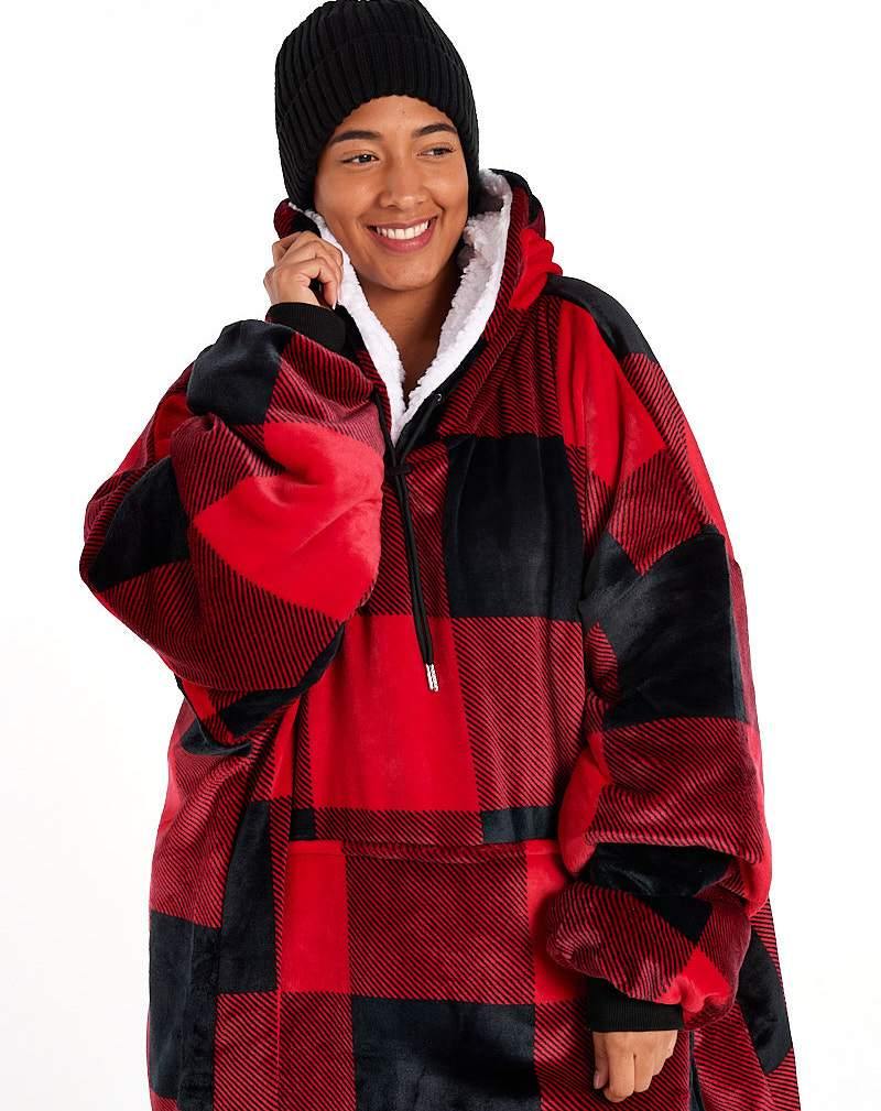 Black and red plaid hoodie hotsell