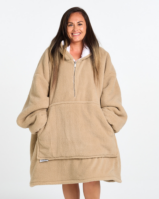 ADULT BLANKET HOODIE - TEDDY KHAKI – NZ Lycanhoodies